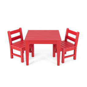 Costway 3-Piece Kids Table & Chairs Set Toddler Activity Table Desk Chairs Waterproof