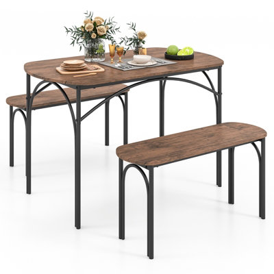 Buy Costway 3-Piece Modern Dining Table Set 120cm Space Saving Kitchen Table Set at B&Q