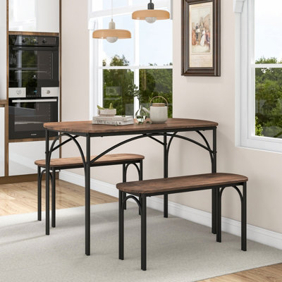 Buy Costway 3-Piece Modern Dining Table Set 120cm Space Saving Kitchen Table Set at B&Q
