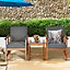 Costway 3-Piece Outdoor Acacia Sofa Set Sectional Conversation Furniture with Cushions