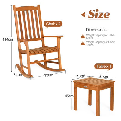 Costway 3 Piece Outdoor Rocking Chair Set with 1 Coffee Table