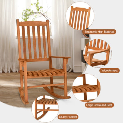 Costway 3 Piece Outdoor Rocking Chair Set with 1 Coffee Table - 4