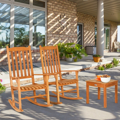 Costway 3 Piece Outdoor Rocking Chair Set with 1 Coffee Table - 6