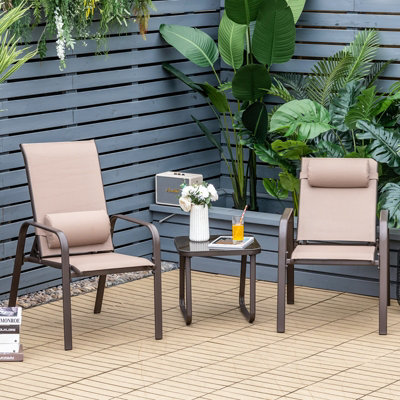 Costway 3-Piece Patio Bistro Furniture Set Outdoor Coffee Table Stackable Chairs Set