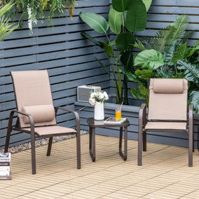 Costway 3-Piece Patio Bistro Furniture Set Outdoor Coffee Table Stackable Chairs Set