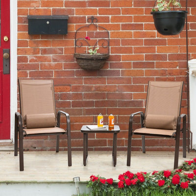 Costway 3-Piece Patio Bistro Furniture Set Outdoor Coffee Table Stackable Chairs Set