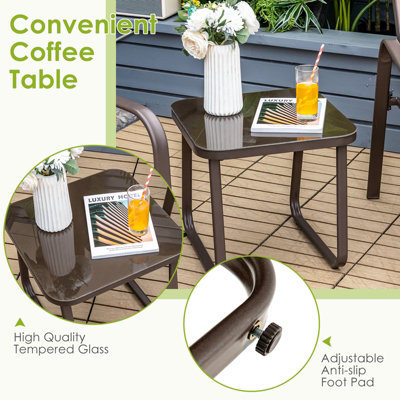 Costway 3-Piece Patio Bistro Furniture Set Outdoor Coffee Table Stackable Chairs Set