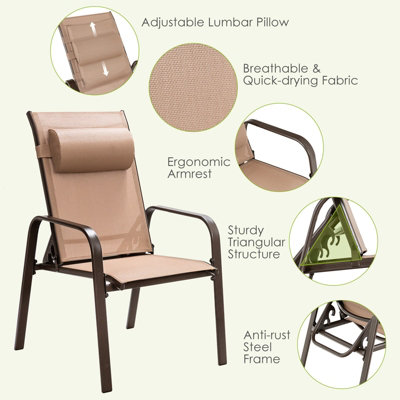 Costway 3-Piece Patio Bistro Furniture Set Outdoor Coffee Table Stackable Chairs Set