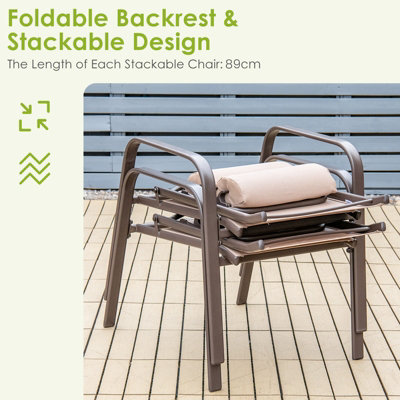 Costway 3-Piece Patio Bistro Furniture Set Outdoor Coffee Table Stackable Chairs Set