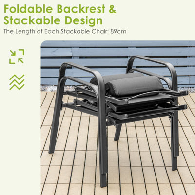 Costway 3-Piece Patio Bistro Furniture Set Outdoor Coffee Table Stackable Chairs Set - 5