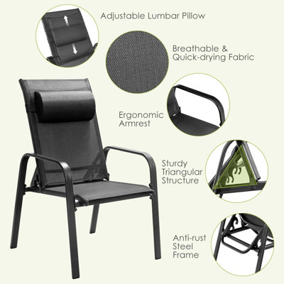 Costway 3-Piece Patio Bistro Furniture Set Outdoor Coffee Table Stackable Chairs Set - 7