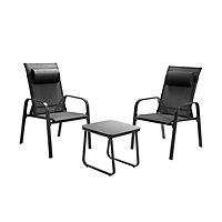 Costway 3-Piece Patio Bistro Set W/ Coffee Table & 2 Stackable Chair