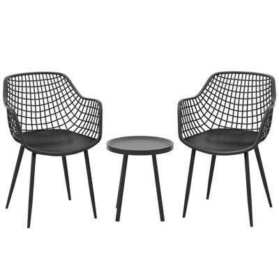 COSTWAY 3 Piece Patio Chair Set Bistro Chairs & Side Table Set w/ PP Seat