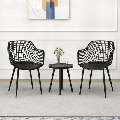 COSTWAY 3 Piece Patio Chair Set Bistro Chairs & Side Table Set w/ PP Seat - 5