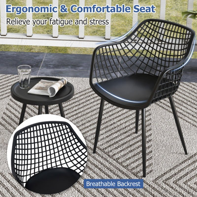 COSTWAY 3 Piece Patio Chair Set Bistro Chairs & Side Table Set w/ PP Seat - 8