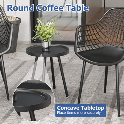 COSTWAY 3 Piece Patio Chair Set Bistro Chairs & Side Table Set w/ PP Seat - 9