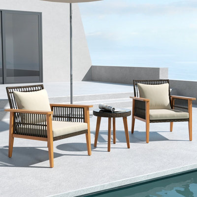 Costway 3 Piece Patio Rattan Furniture Set Outdoor Wicker Table Chair Set