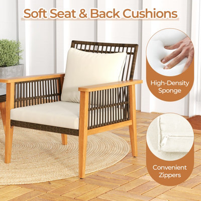 Costway 3 Piece Patio Rattan Furniture Set Outdoor Wicker Table Chair Set