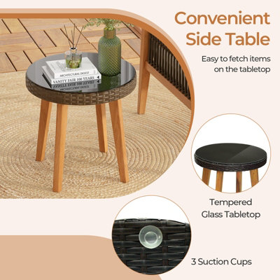 Costway 3 Piece Patio Rattan Furniture Set Outdoor Wicker Table Chair Set