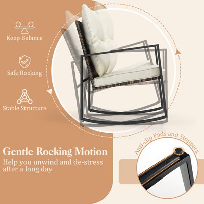 Costway 3-Piece Rocking Bistro Set Wicker Patio Furniture Set Porch Chair Set