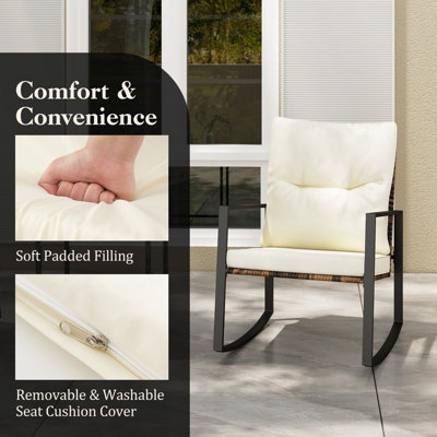 Costway 3-Piece Rocking Bistro Set Wicker Patio Furniture Set Porch Chair Set