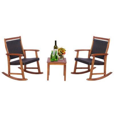 Outdoor wood rocking chair shop set