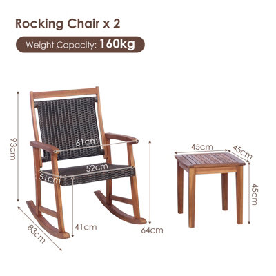 Acacia wood store rocking chair set