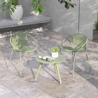 COSTWAY 3 Pieces Bistro Table Set All Weather PP Patio Conversation Set-Green