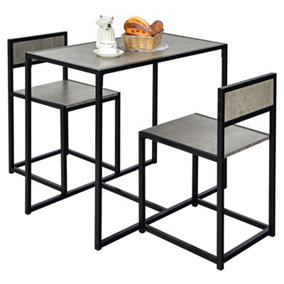 Costway 3 Pieces Dining Table & Chair Set Bar Kitchen Breakfast Furniture Space Saving Table Set
