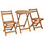 Costway 3 Pieces Folding Patio Bistro Set Wooden Table and Chairs with Slatted Tabletop