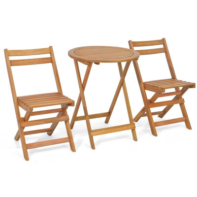 Costway 3 Pieces Folding Patio Bistro Set Wooden Table and Chairs with ...