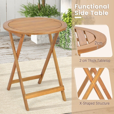Costway 3 Pieces Folding Patio Bistro Set Wooden Table and Chairs with ...