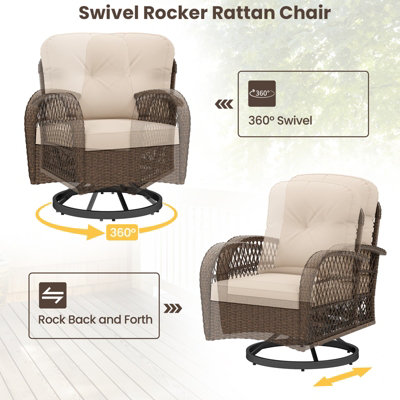 COSTWAY 3 Pieces Patio Conversation Furniture Set Outdoor Rattan