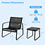 Costway 3 Pieces Patio Conversation Set Outdoor Metal Chair & Table Set Glass Tabletop