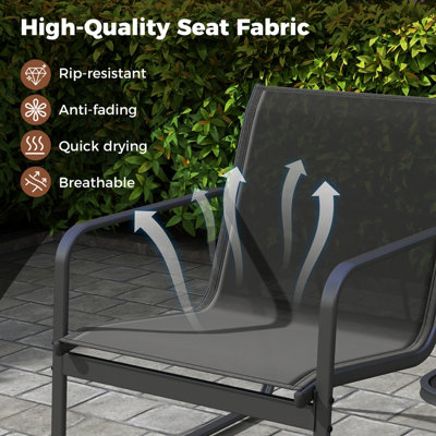 Costway 3 Pieces Patio Conversation Set Outdoor Metal Chair & Table Set Glass Tabletop - 6