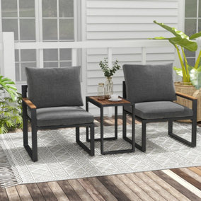 Costway 3 Pieces Patio Furniture Set Aluminum Frame Outdoor Table Chair Set w/Soft Cushions