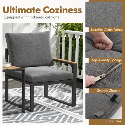 Costway 3 Pieces Patio Furniture Set Aluminum Frame Outdoor Table Chair Set w/Soft Cushions