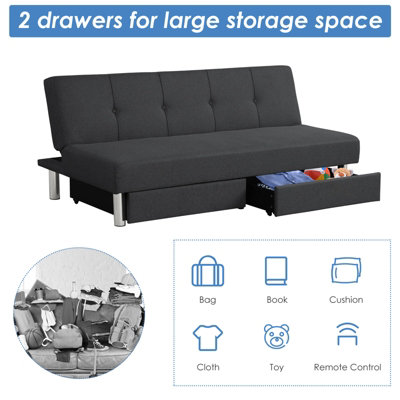 Futon with on sale storage drawers