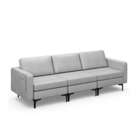 Costway 3-Seat Sofa Upholstered Modular Sofa Couch with Magazine Caddy Holder