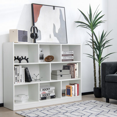 Costway 3 Tier 8 Cube Open Shelf Storage Cabinet Wood Bookshelf Display Shelf