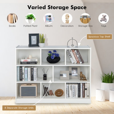 Costway 3 Tier 8 Cube Open Shelf Storage Cabinet Wood Bookshelf Display Shelf