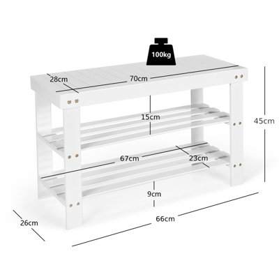 Costway 3-Tier Bamboo Shoe Rack Bench Entryway Organizer Shelf