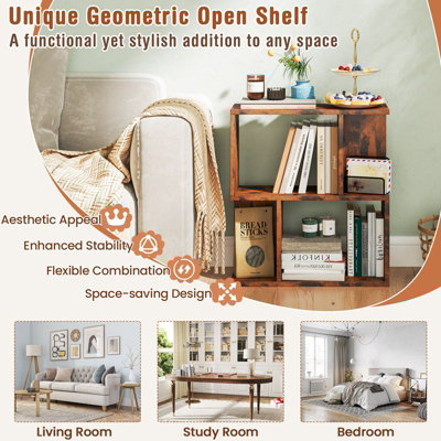 COSTWAY 3-Tier Bookshelf Display Shelf for Small Space Freestanding ...