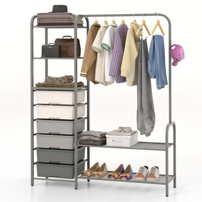 Costway 3-Tier Clothes Rails Stand Garment Coat Rack Free-Standing
