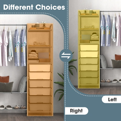 Costway 3-Tier Clothes Rails Stand Garment Coat Rack Free-Standing Closet w/ 6 Drawers - 9
