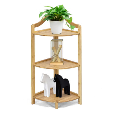 Costway 3-Tier Corner Ladder Shelf Freestanding Bookshelf Display Plant Stand Rack