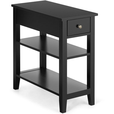 Costway 3-Tier End Table Sofa Bedside Table Nightstand Home Office Bookcase W/ Drawer