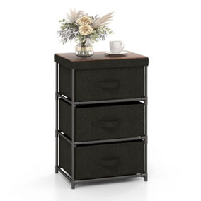 Costway 3-Tier Fabric Dresser Chests of Drawers Bedroom Nightstand w/ 3 Drawers