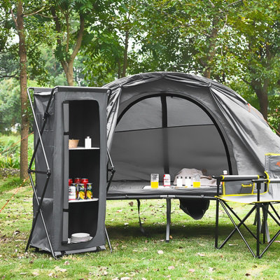 Costway 3 Tier Folding Pop-Up Cupboard Compact Camping Storage Cabinet w/ Carrying Bag X-Large Size - 3