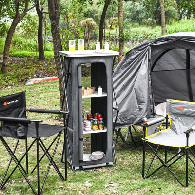 Yorkenbe Camp Kitchen Organizer, High Capacity Camping Cooking Utensils Bag, With Hanging Hooks And Paper Towel Holder, Multi-pocket Waterproof Portable Storage For BBQ Outdoor Cooking Essentials